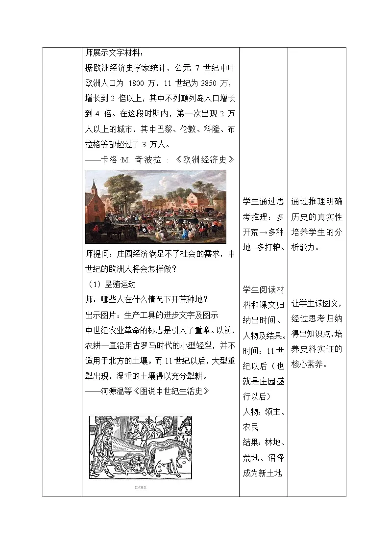 人教版部编初中历史九上5-13《西欧经济和社会的发展》 教学设计第2页