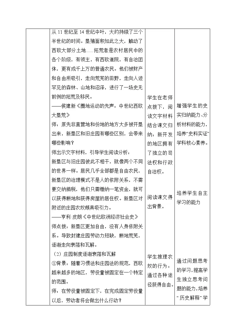 人教版部编初中历史九上5-13《西欧经济和社会的发展》 教学设计第3页