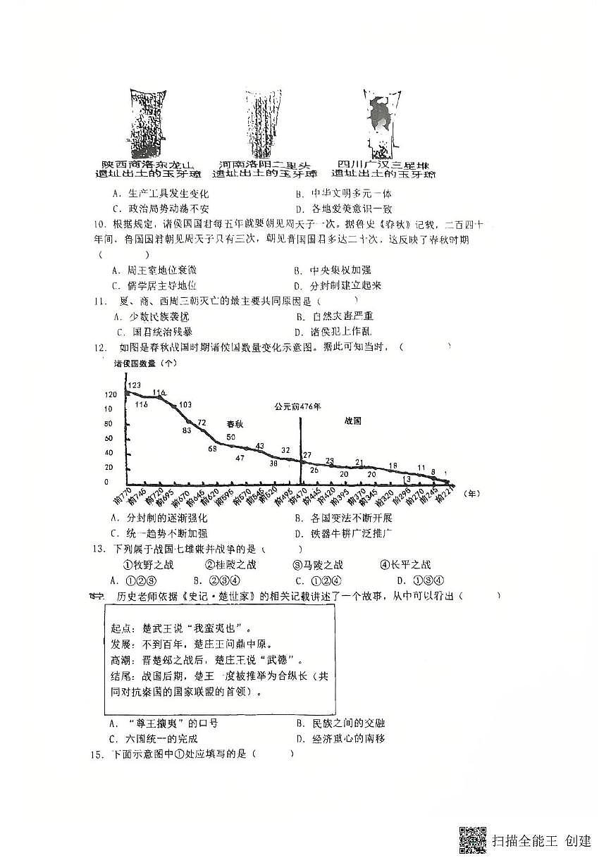 江苏省徐州市东苑中学2025-2026学年七年级上学期10月月考历史试题第2页