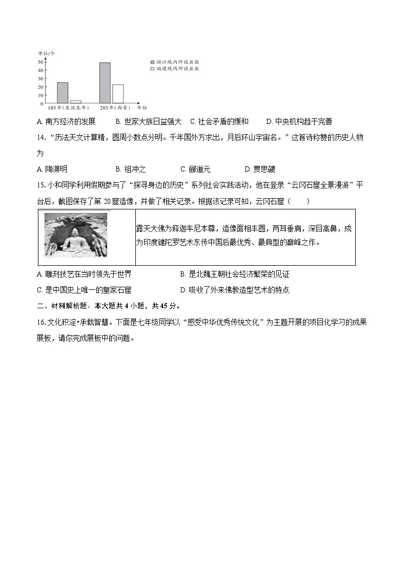 2024-2025学年山西省长治市沁县部分学校七年级(上)期末历史试卷(含答案)第3页
