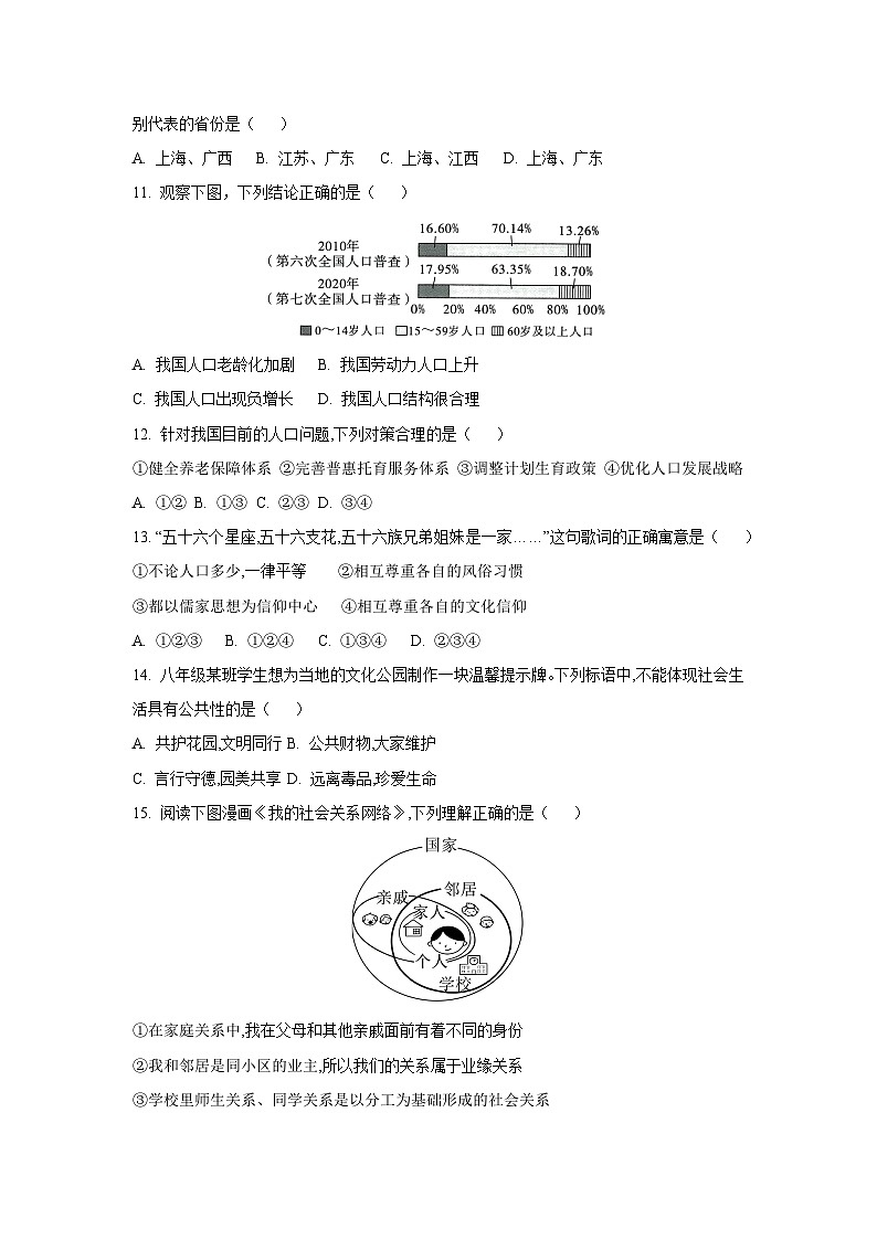 浙江省湖州市、绍兴市、丽水市、台州市2025-2026学年八年级上学期10月独立作业历史与社会试卷(学生版)第2页