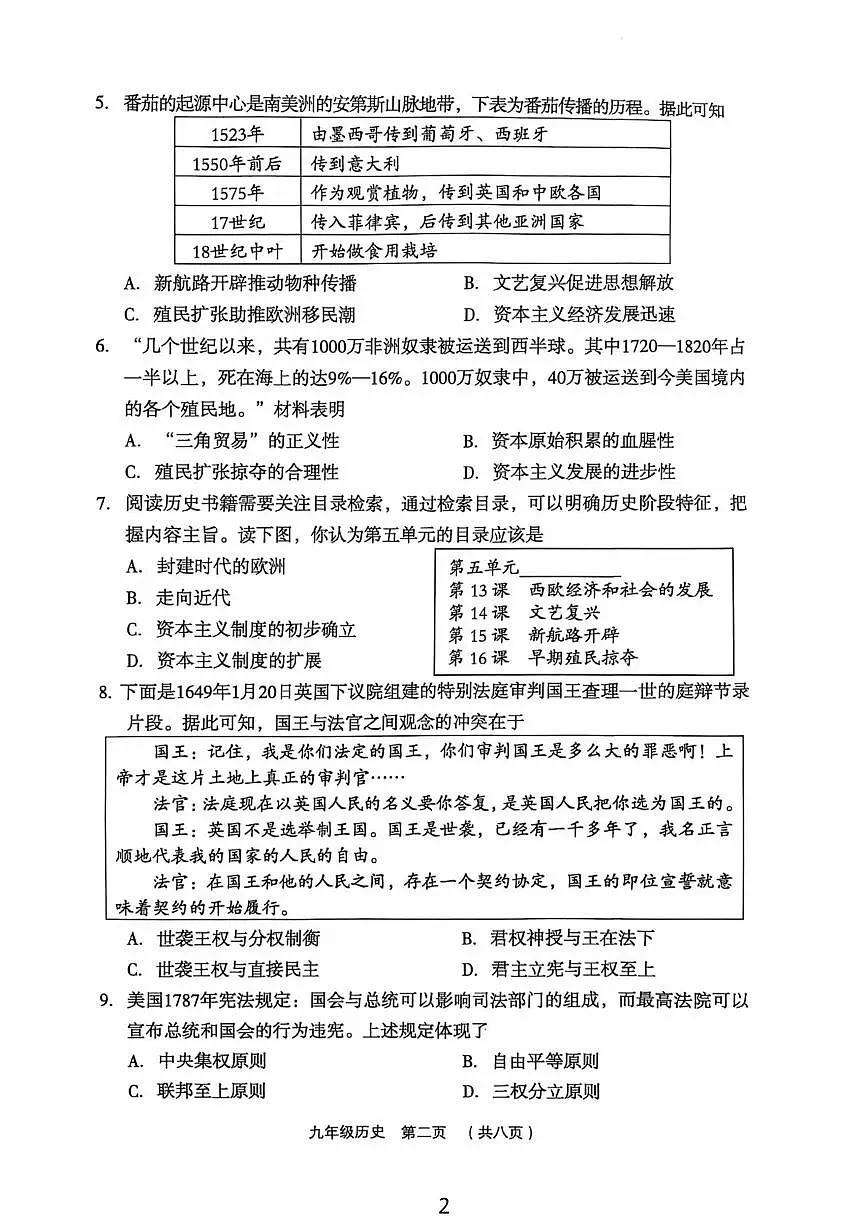 山西省吕梁市孝义市部分学校2025-2026学年上学期10月月考九年级历史试卷(月考)第2页