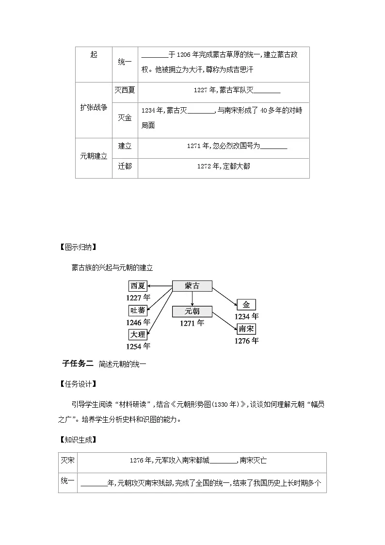 第11课 元朝的建立与统一 导学案(含答案) -统编版初中历史七年级下册第2页