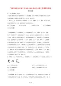 广西壮族自治区南宁市2024~2025学年九年级上册期中历史测试题 [带答案]