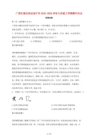 广西壮族自治区南宁市2024~2025学年九年级上册期中历史测试题 [带答案]