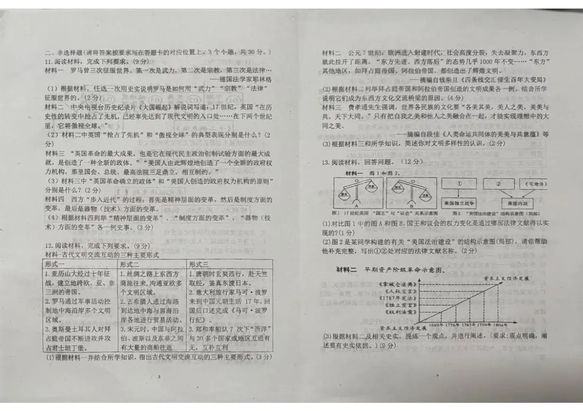 内蒙古自治区通辽市开鲁县2025-2026学年九年级上学期11月期中历史试题第2页