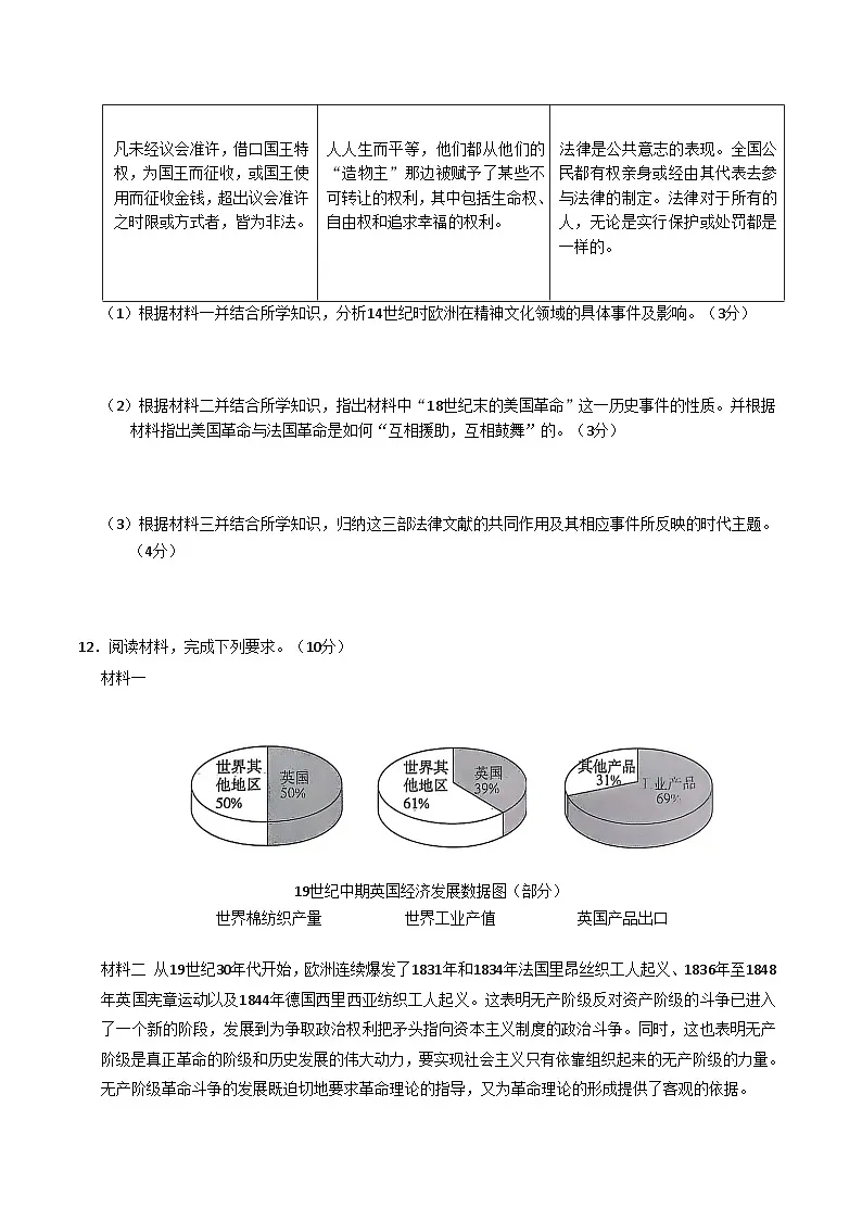 内蒙古赤峰市翁牛特旗2026届九年级上学期期中考试历史试卷(含答案)第3页