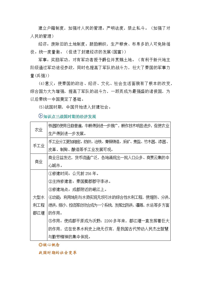 专题06 战国时期的社会变革2025-2026学年七上历史统编版2024期中复习学案(原卷版)第3页