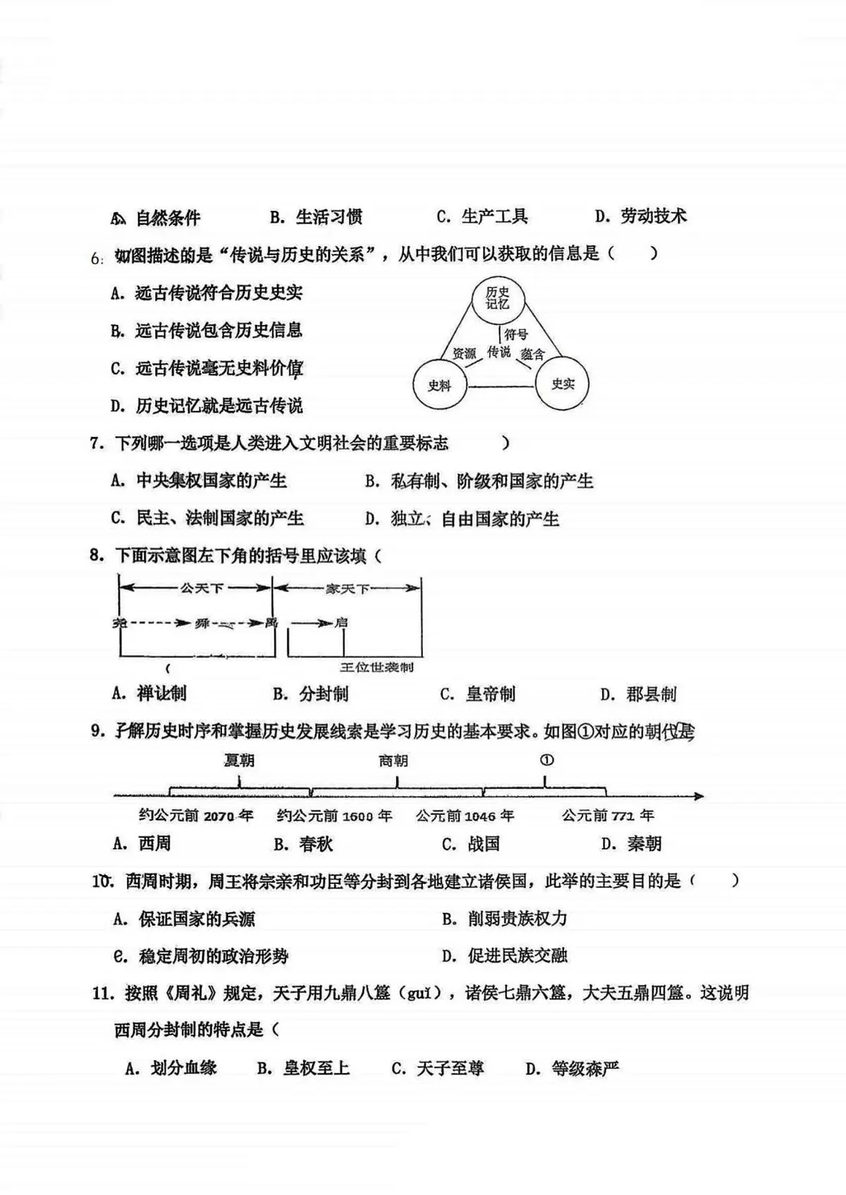 2025年哈尔滨工业大学附属中学七年级上学期期中历史试卷和答案第2页