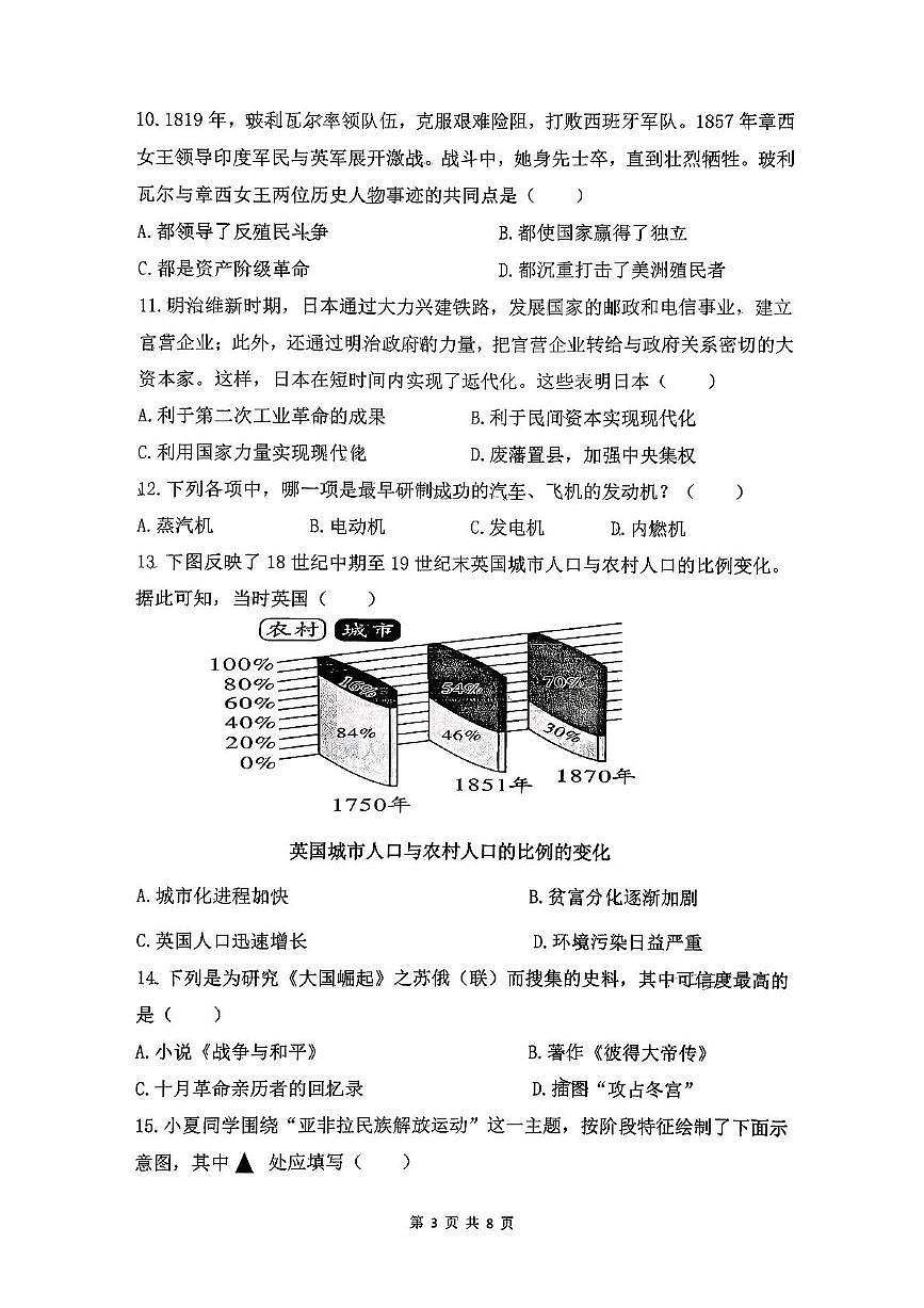 辽宁省沈阳市四十三中学2025-2026学年部编版九年级上学期11月历史试卷(月考)第3页