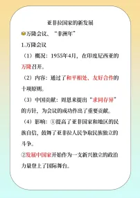 初中历史人教版（2024）九年级下册亚非拉国家的新发展学案及答案