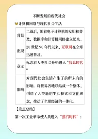 初中历史人教版（2024）九年级下册不断发展的现代社会导学案