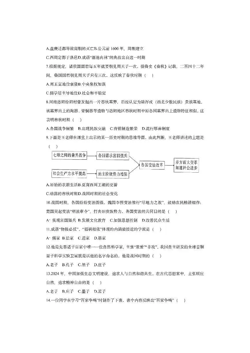 河南省洛阳市汝阳县2025-2026学年七年级上学期11月期中历史试卷(学生版)第2页
