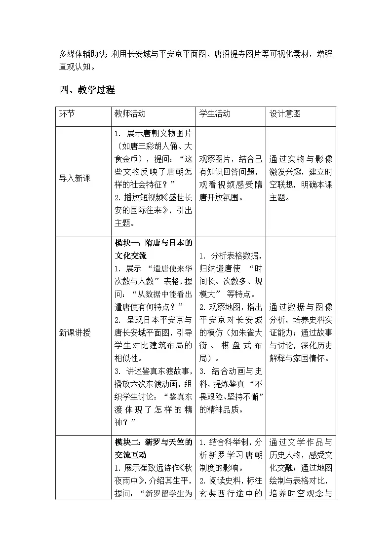 1.6 隋唐时期的中外文化交流 教学设计-2025-2026学年七年级下册《历史》统编版第2页