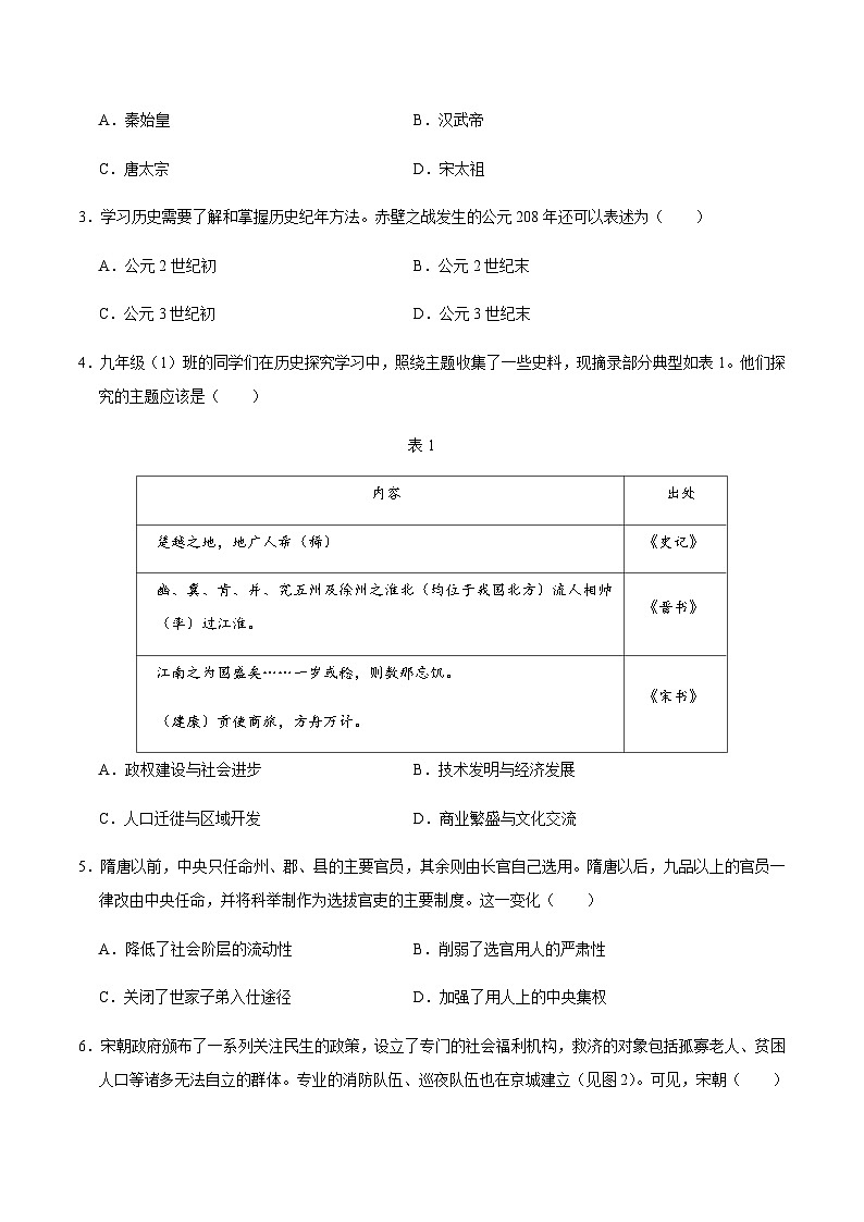 2024年中考历史(济南)第三次模拟考试(含答案)第2页