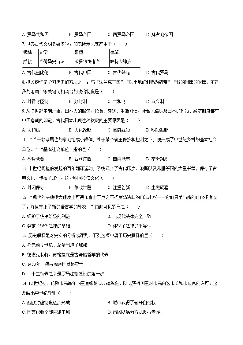 2025-2026学年江苏省连云港市海州区九年级(上)期中历史试卷(含答案)第2页