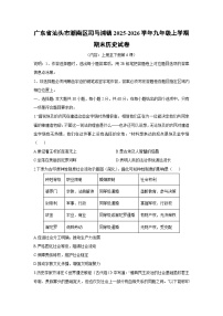 2025-2026学年广东省汕头市潮南区司马浦镇九年级上学期期末历史试卷（学生版）