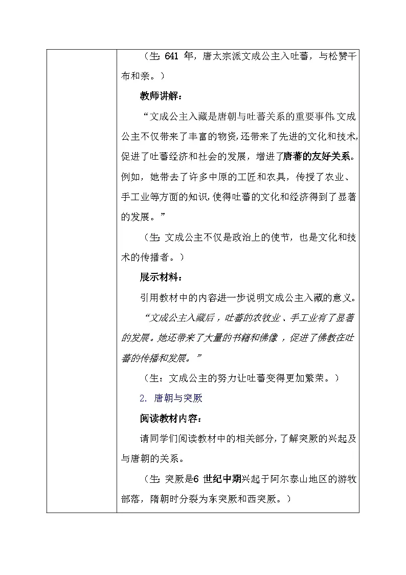 1.5 隋唐时期的民族交往与交融 教学设计--2025--2026学年七年级·下册《历史》(统编版)第3页