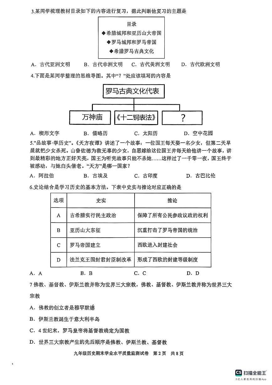 辽宁省丹东市宽甸县2025-2026学年九年级上学期期末考试历史试卷第2页