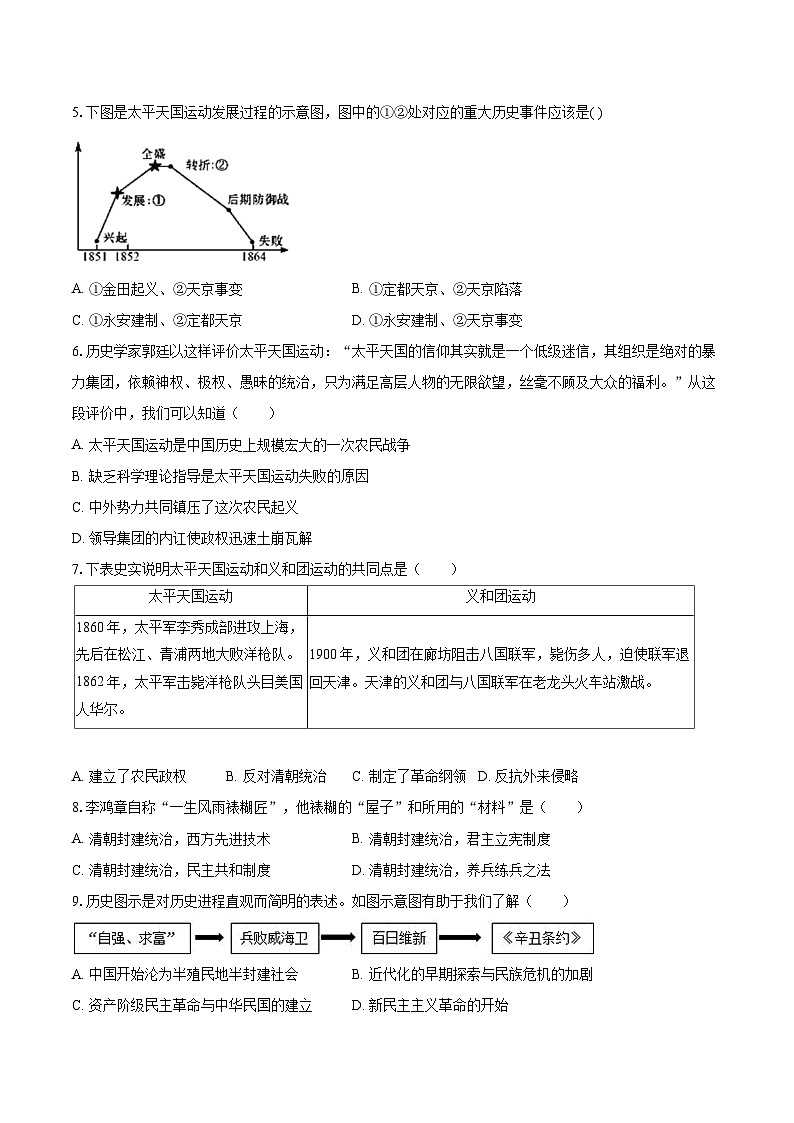 2025-2026学年江西省新余市分宜县八年级(上)期中历史试卷-自定义类型第2页