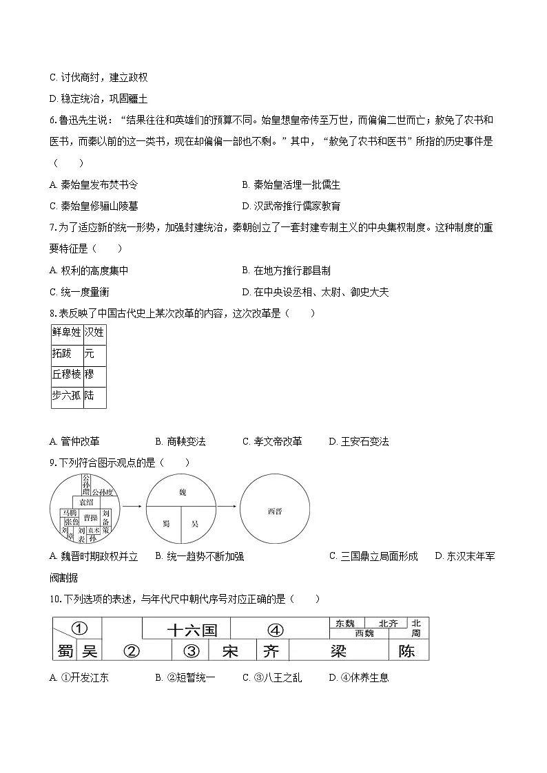 2024-2025学年浙江省杭州市七年级(上)期末历史试卷-自定义类型第2页