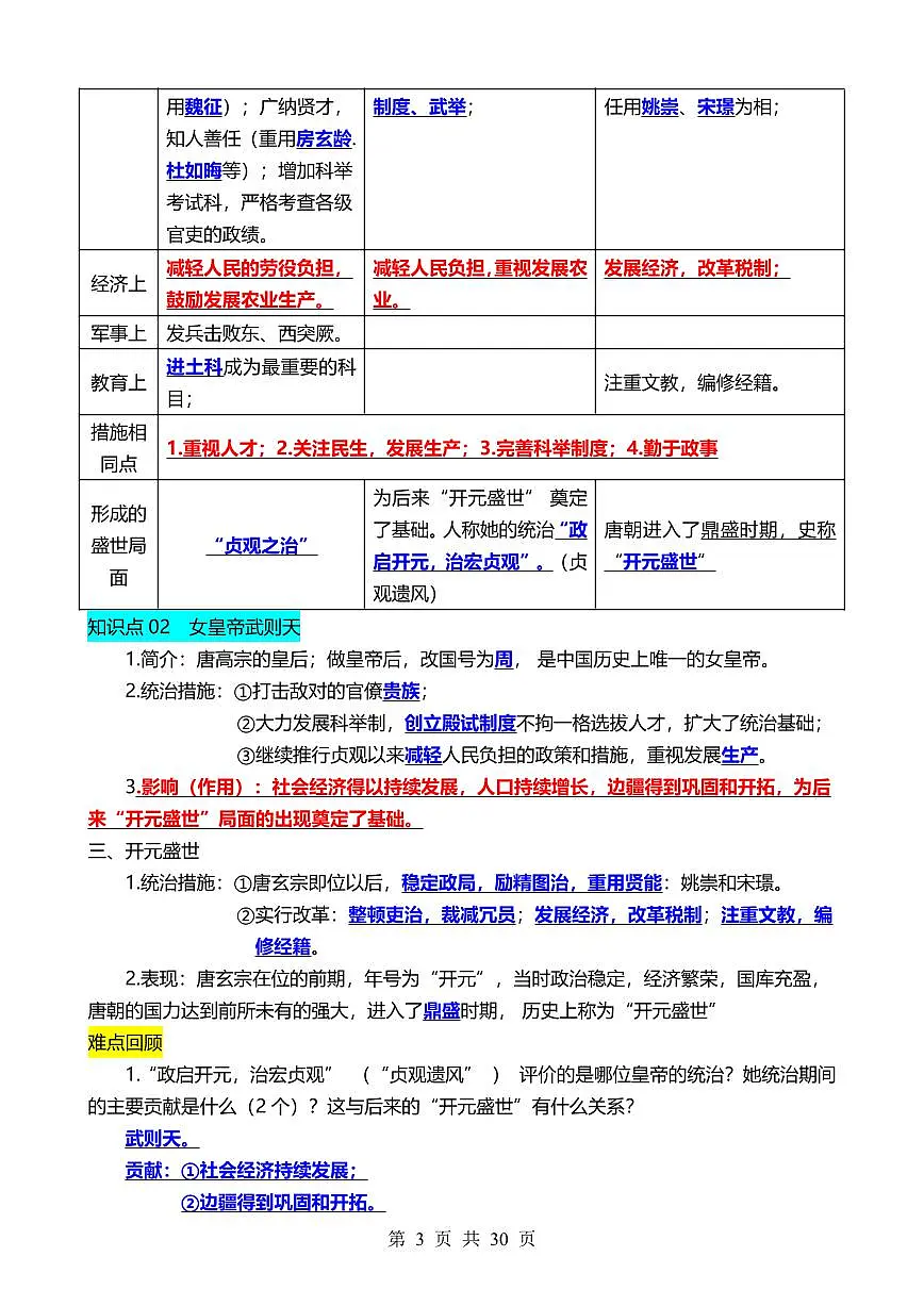 2024版人教版七年级下册历史期中复习必考知识点汇总第3页