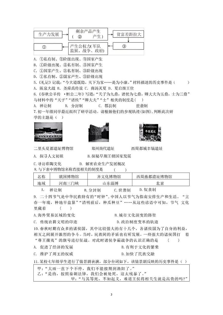 2025-2026学年河南省新乡市七年级上册历史期末考试押题卷(含答案)第2页