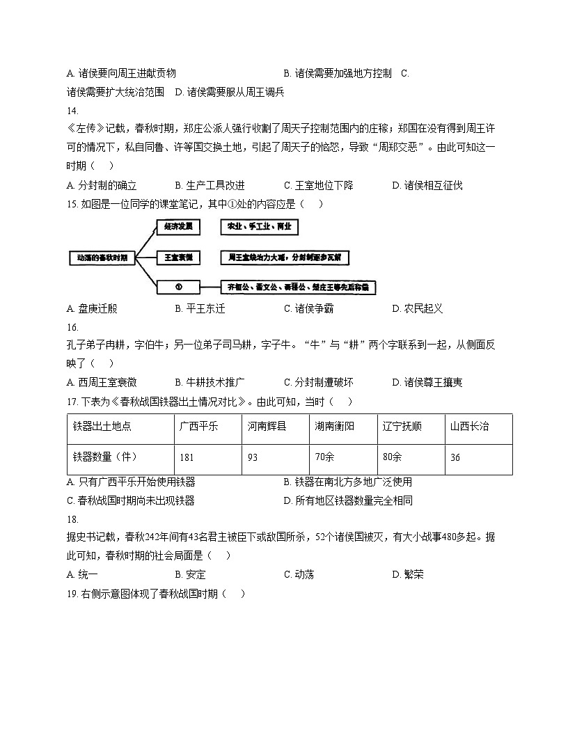 河北省石家庄外国语学校2025_2026学年七年级上学期期中历史试题(文字版,含答案)第3页
