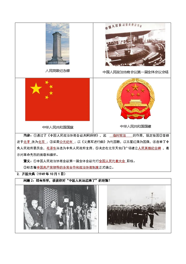 第一单元 中华人民共和国成立和社会主义制度的建立(知识清单 人教版)2025-2026学年八年级下册历史第3页