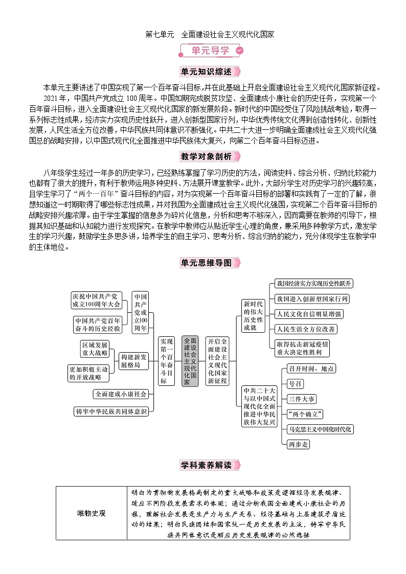 2026年八年级历史下册 人教版(2024)电子教案第7单元 全面建设社会主义现代化国家 单元导学第1页