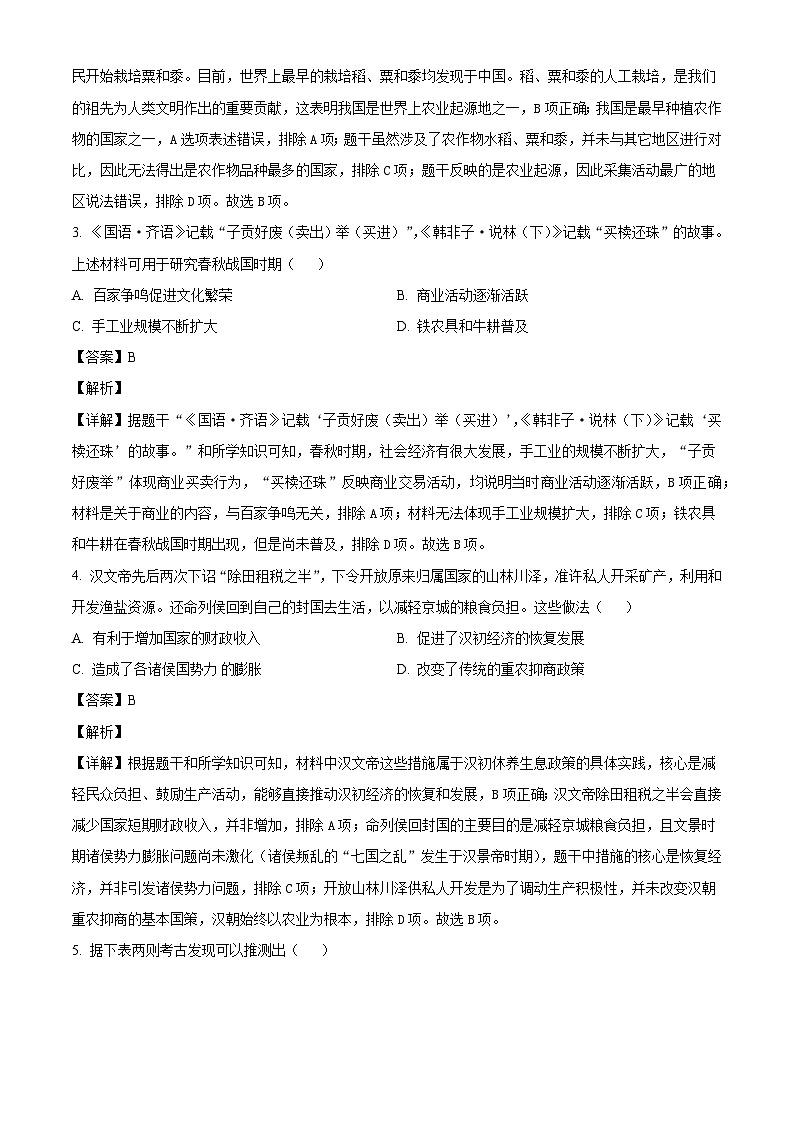 2026年河南濮阳市台前县九年级下学期模拟测试历史试题(一)(含解析)第2页