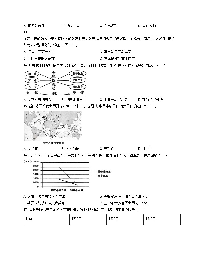 山东省菏泽市巨野县2025_2026学年部编版九年级上学期11月期中考试历史试题(扫描版,含答案)第3页
