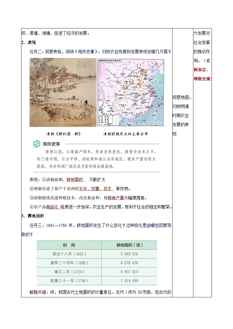 统编版2024初中历史七下3-20《明清时期社会经济的发展》【教学设计】第3页
