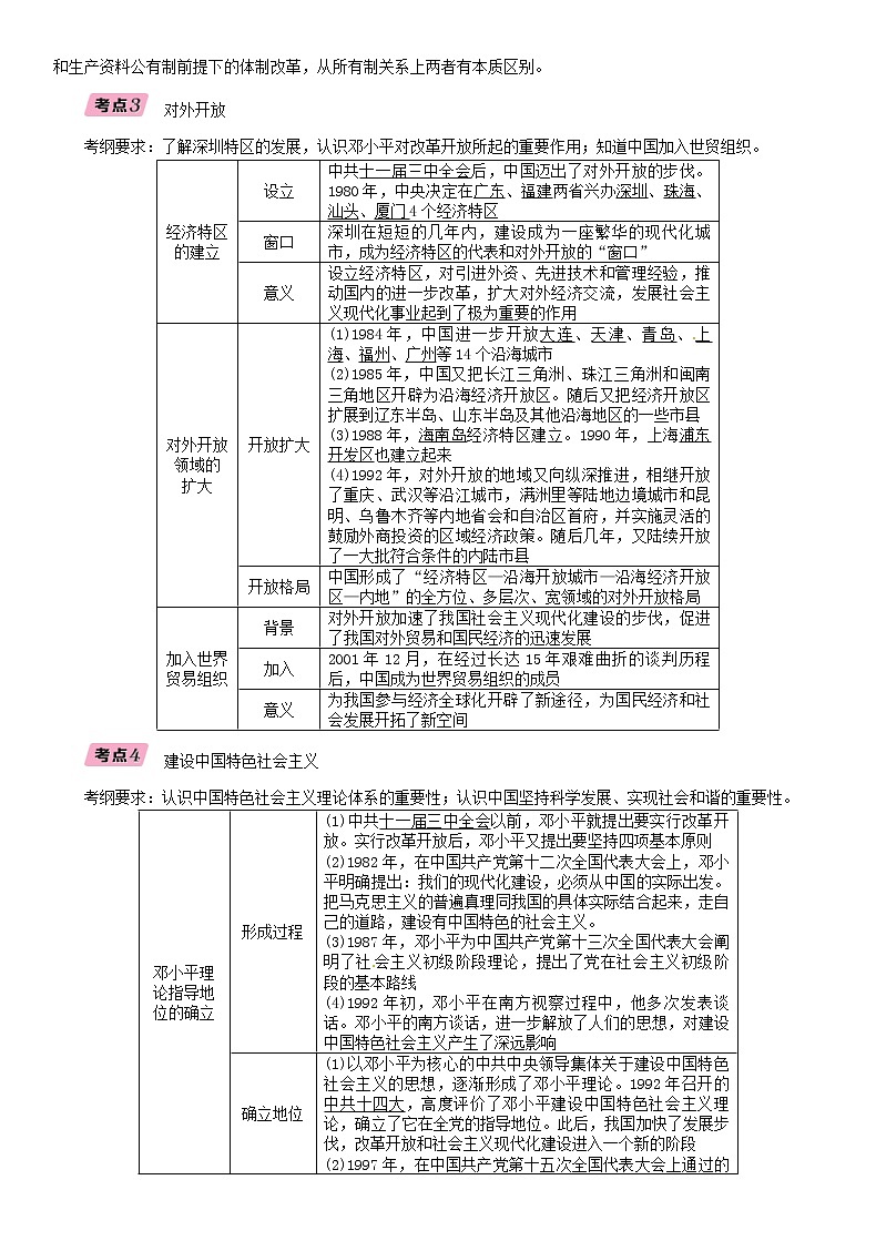 中考历史总复习 模块2中国现代史第11讲《中国特色社会主义道路》精讲试题(含答案)03