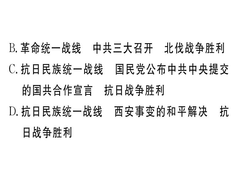2018年秋八年级历史(安徽专版)上册课件:专题四 近代史上的国共关系的发展演变第7页
