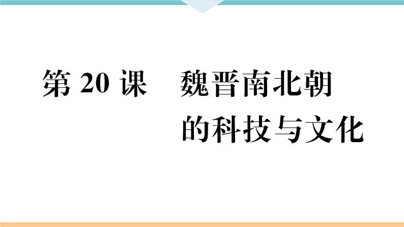 第20课 魏晋南北朝的科技与文化 练习课件01
