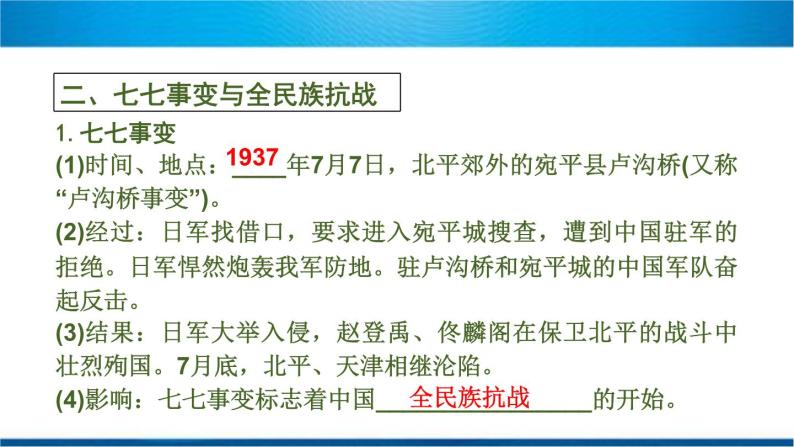 2020春中考历史一轮专题复习课件：中国近代史第13课时+中华民族的抗日战争课件08