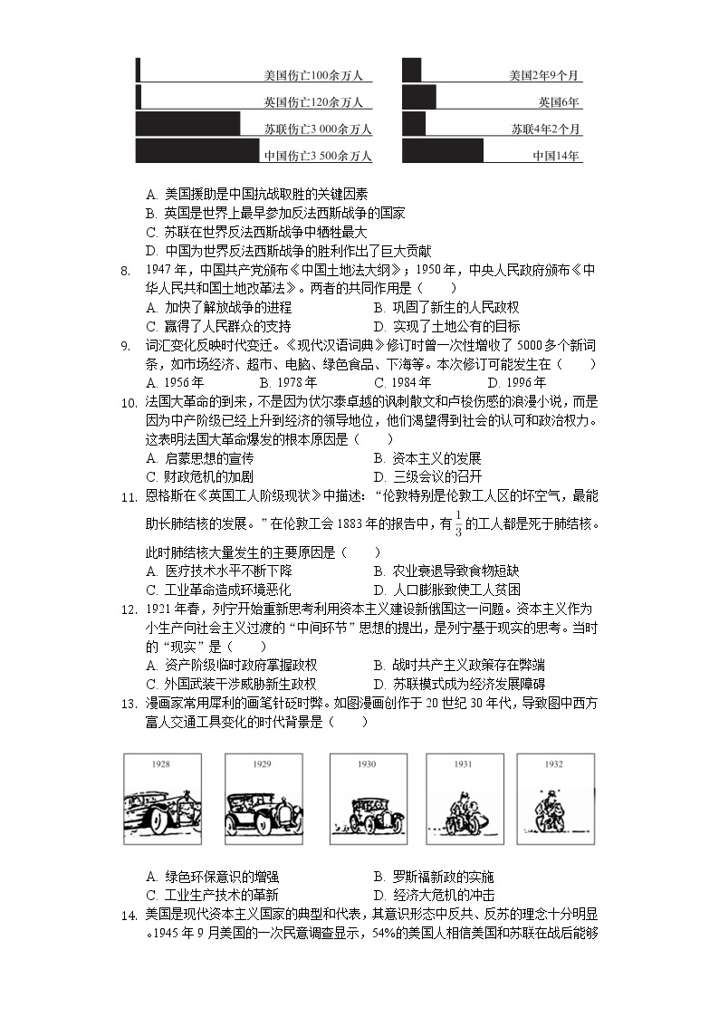 2020年安徽省中考历史试卷02