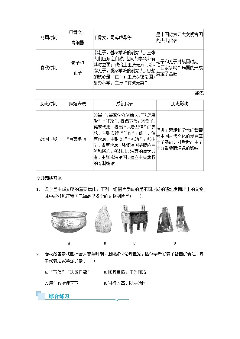 人教部编版初中历史(五四制)第一册 第二单元 夏商周时期:早期国家与社会变革单元测试题(含答案)02
