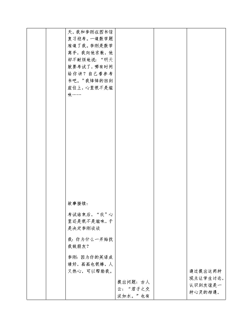 人教版道德与法治七年级上册 4.2 深深浅浅话友谊 教案第3页