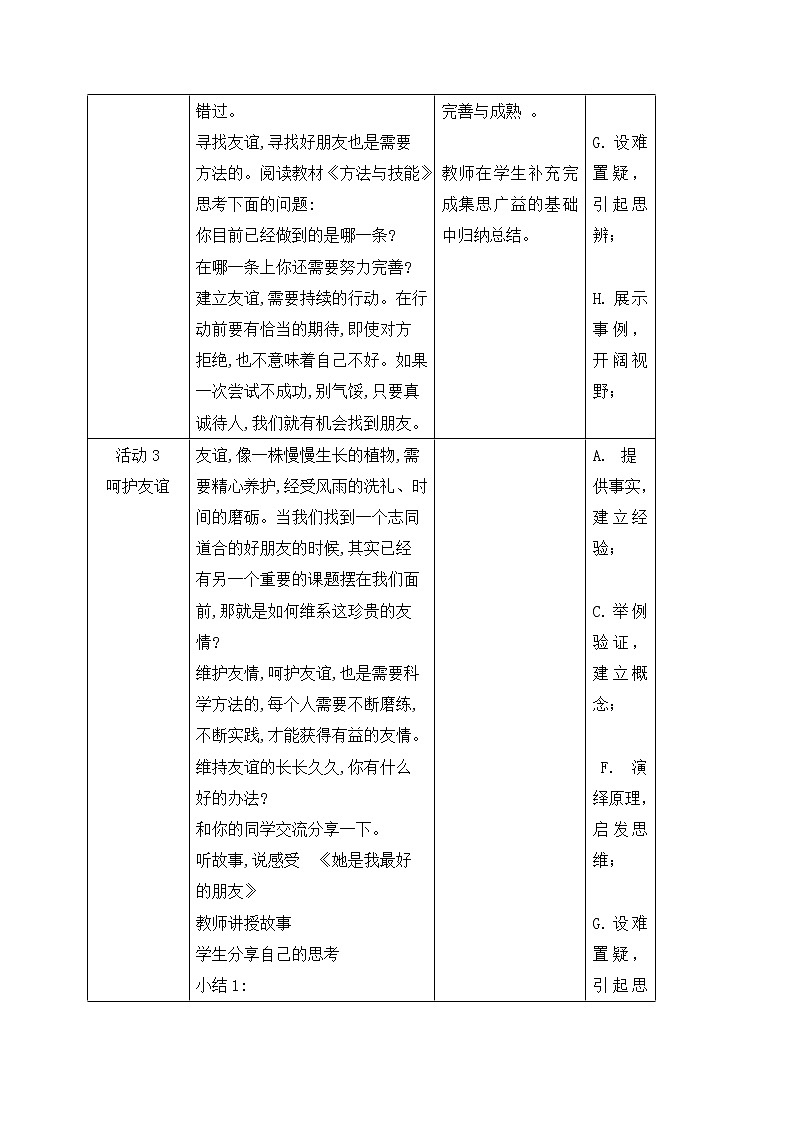 5.1让友谊树常青 教案-人教部编版七年级道德与法治上册第3页