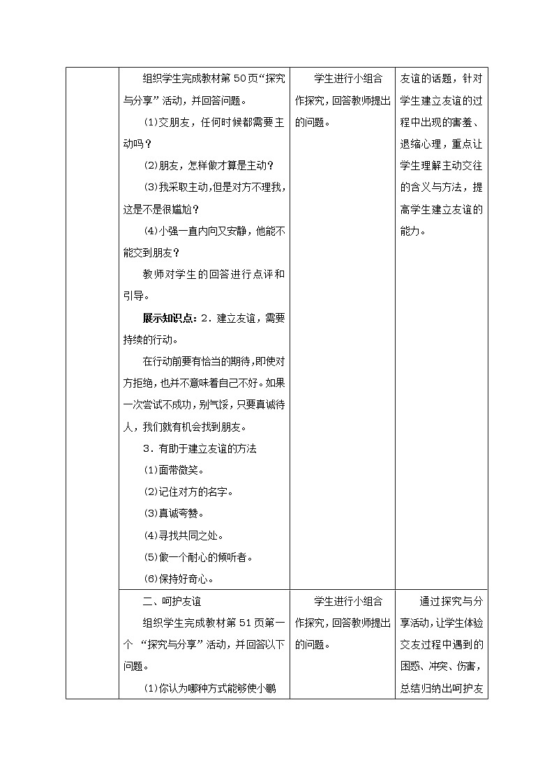 人教版七年级《道德与法治》上册教学设计:9.让友谊之树常青第3页