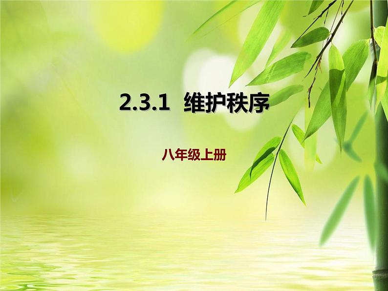 部编版《道德与法治》八年级上册:3.1 维护秩序 课件(共23张PPT)第1页
