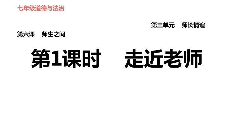 人教版七年级上册道德与法治习题课件 第3单元 第6课 第1课时 走近老师第1页