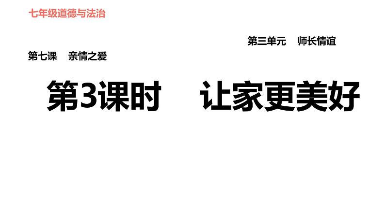 人教版七年级上册道德与法治习题课件 第3单元 第7课 第3课时 让家更美好01