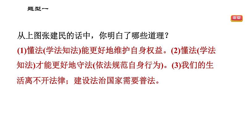 人教版(河北专版)九年级下册道德与法治课件 非选择题题型专训 题型一 说明(表明、体现)观点(道理)、得出结论、认识列主观题第4页