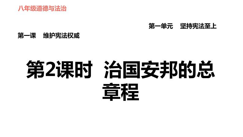 人教版八年级下册道德与法治习题课件 第一单元 第1课 第2课时 治国安邦的总章程第1页