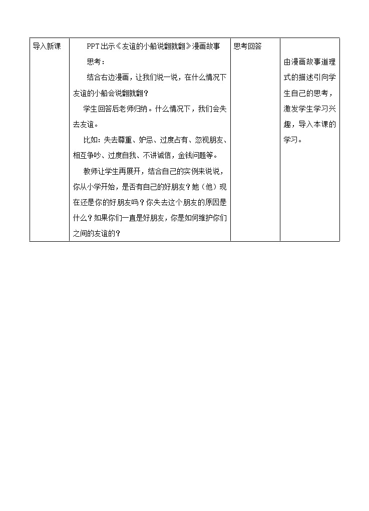 七年级上册 第二单元友谊的天空 第四课友谊与成长同行《深深浅浅话友谊》教案第2页