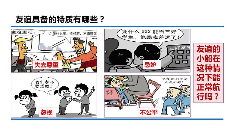 2020-2021学年部编版道德与法治七年级上册 4.2深深浅浅话友谊 课件(27张PPT)第6页
