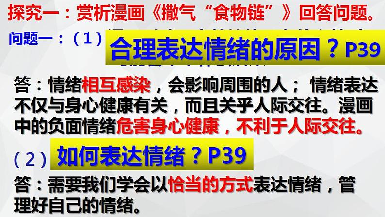 人教部编版七年级下册(道德与法治) 第二单元4.2 情绪的管理 课件1第6页